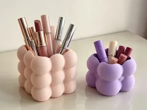 奶油风化妆品收纳桶