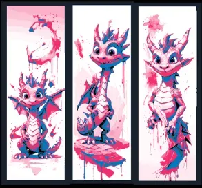 Set of 3 Dragon Bookmarks - Who can pass up this smile??