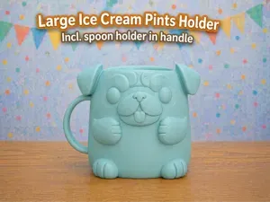 Pug Ice Cream Pint Holder SimplePrint