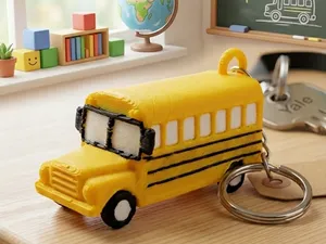 Mini School Bus Keychain Charm