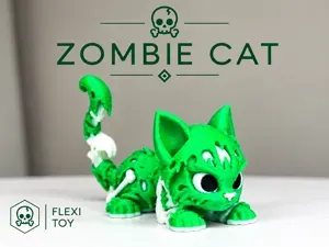 Zombie cat flexible toy halloween cat articulated