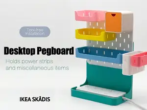 Desktop Skadis Pegboard, Holds Power Strips