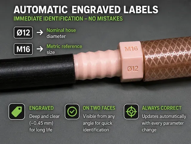 Parametric Auto-Labeled METRIC Hose Adapter — Image 5 of 10