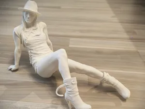 Long legged girl in a had
