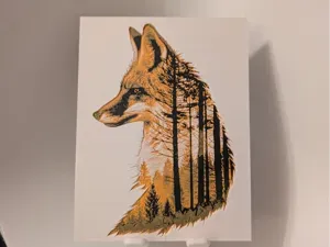 Hueforge Fuchs Silhouette mit Wald