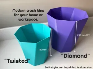 Geometric Trash Bins in Vase Mode | Full Size Bins