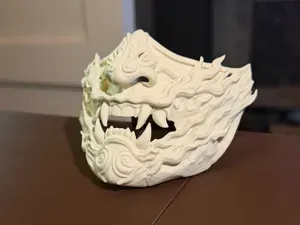Oni Mask Half Face Flame Lord