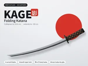 Folding Katana Kage | Print-in-Place, Collapsible