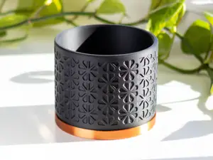 Flower Pattern Plant Pot With Drip Tray