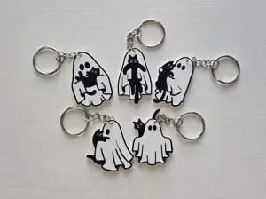 Ghost and Black Cat Keychains