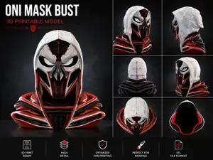 Cyber Oni Mask Bust – 3D Druck Modell