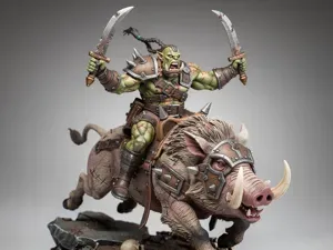world of warcraft orco encima de jabali, warhamer