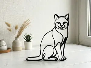 One Line Cat - Minimalist Modern Decor