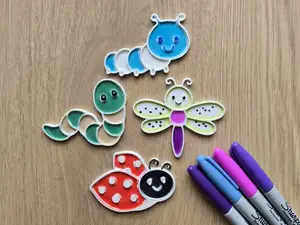 Cute Bugs Insect Marker Coloring Lady Bug Worm