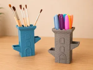 Castle Tower Desk Organizer with Side Trays