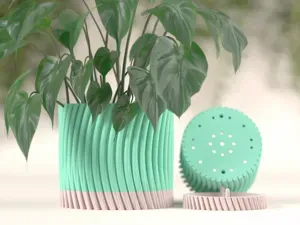 Twisted Pattern Plant Pot. Modern two part Planter