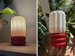 Lampe mit Wölbungen und Korbstruktur