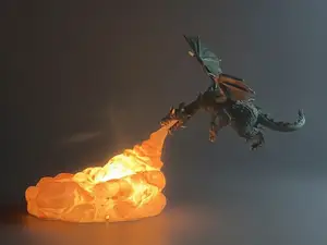Dragon breathing fire lamp