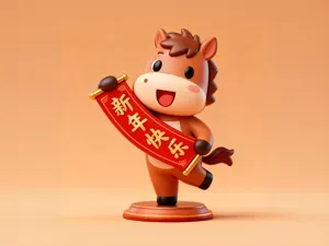 新年快乐小马-2026中国新年农历马年-春节好运招福字-儿童涂色玩具