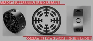 Airsoft suppressor/silencer baffle ring insertion