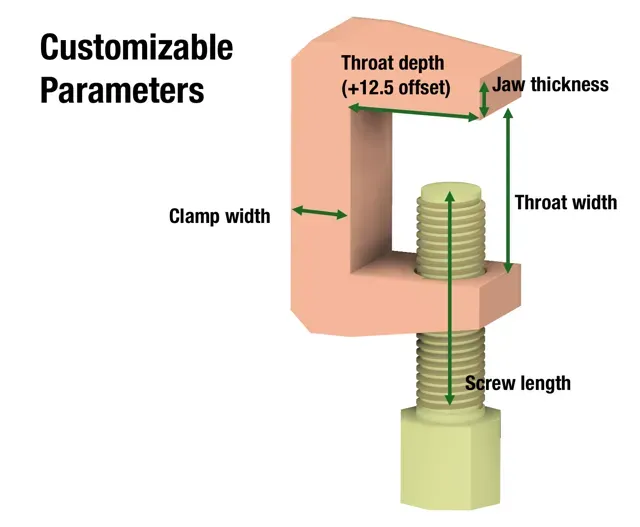 C-Clamp Fully Customizable Parametric OpenSCAD — Фото 3 из 5
