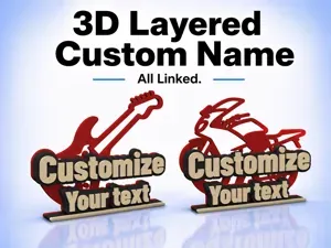 3D Layered Custom Name with Shape - All Linked