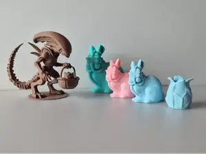 Easter Bunny Alien Facehugger and Alien Egg Statue