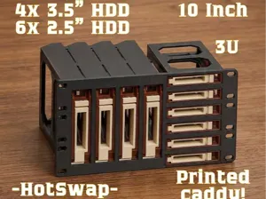 10" Rack 3U 4x 3.5" + 6x 2,5" Caddy hotswap Module