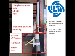 WisMesh 1W Repeater Round => large N-Type antennas