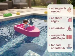 Schwimmendes Boot mit Noppen kompatibel mit Duplo