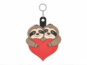 Heart & Sloth Love Keychain – Adorable 3D Design