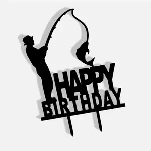 Happy birthday fisherman topper