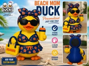 Beach Mom Duck – Personalized Magnet