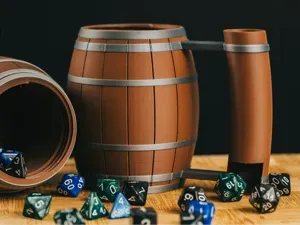 Wood Barrel Dice Tower Can Holder | Drink Tower