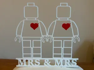 Mrs & Mrs Wedding Cake Topper - Brick Figure