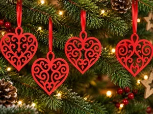 Elegant Filigree Heart Christmas Ornaments