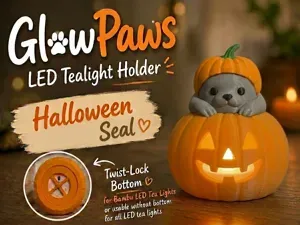 Seal GlowPaws Tealight Holder Pumpkin
