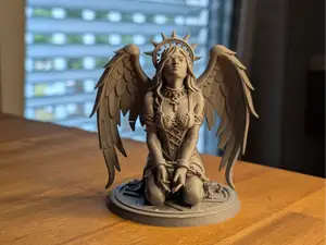 Kneeling Gothic Angel Statue (Halo & Wings)