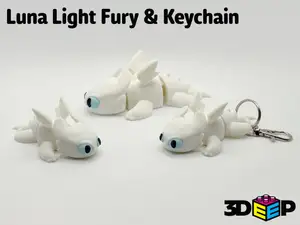 Flexi Luna Light Fury Dragon Toothless & Keychain
