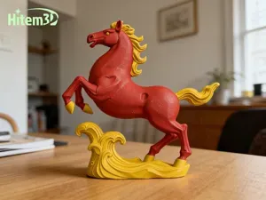 马到成功,踏浪而来!全彩红马踏浪招财摆件