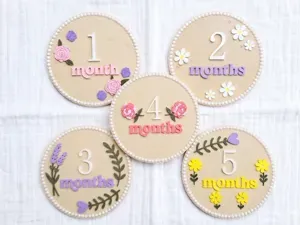 Floral Baby Monthly Milestone Signs (1-6 Months)