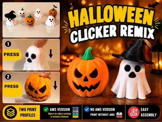 Jack o' Lantern and Witch Ghost Halloween Clickers