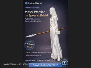 Masai Warrior Figurine with Spear & Shield