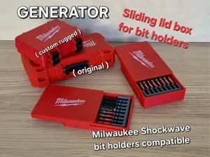Sliding Lid box 4 Milwaukee Shockwave bit holders