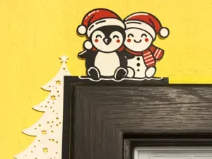 Christmas Penguin and Snowman Door Corner