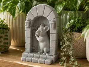 Little Mouse at the Door Cozy Fantasy Decor