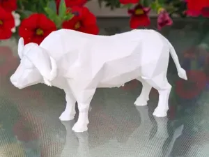 Geometric Low Poly African Buffalo Figurine