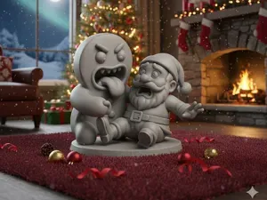 Le biscuit de pain d’épices attaquant le Père Noël