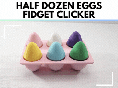 Half Dozen Eggs Fidget Clicker with Kawaii Face