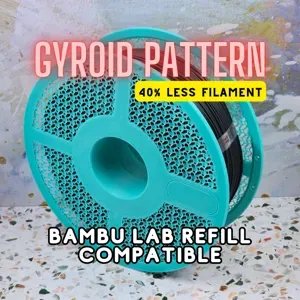 GYROID Pattern Reusable Spool - Bambu Lab Refill Compatible - Filament Saver